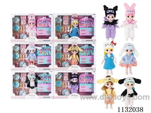 6" Solid 13 Articulated 3D Eye Doll w/ Accessories