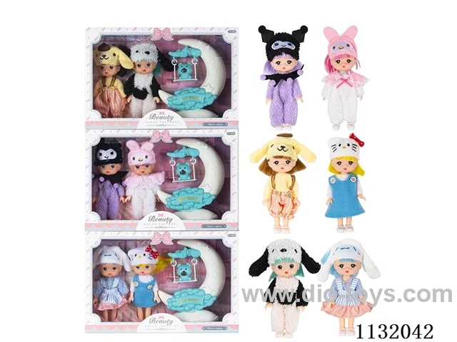 6" Solid Dolls w/ Accessories (2pcs)