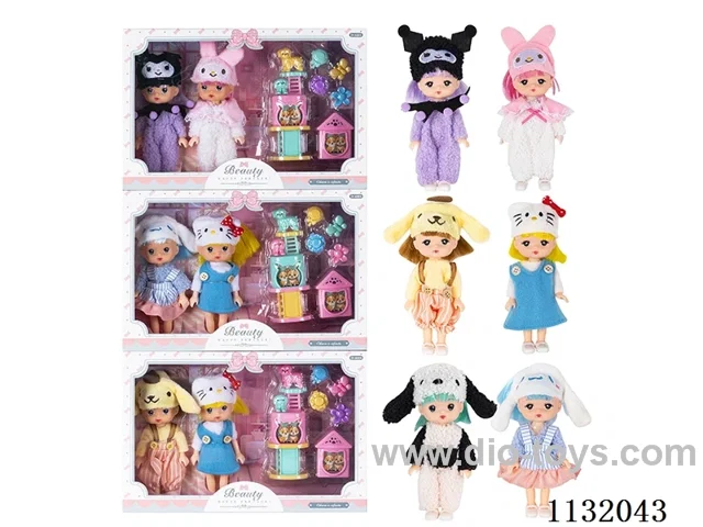 6" Solid Dolls w/ Accessories (2pcs)