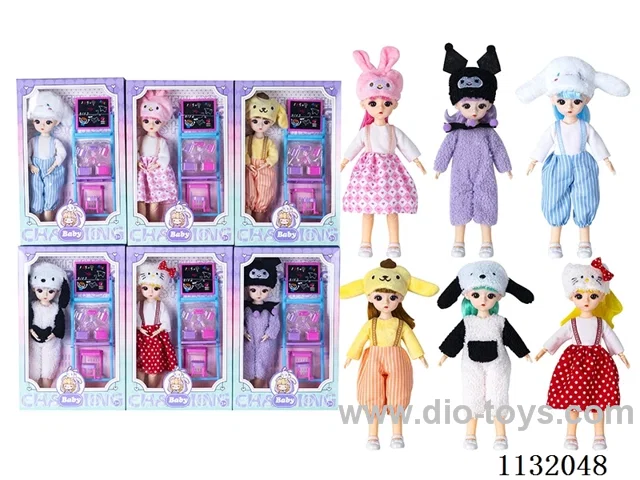 12" Solid Body Articulated 3D Eye Doll with Accessories