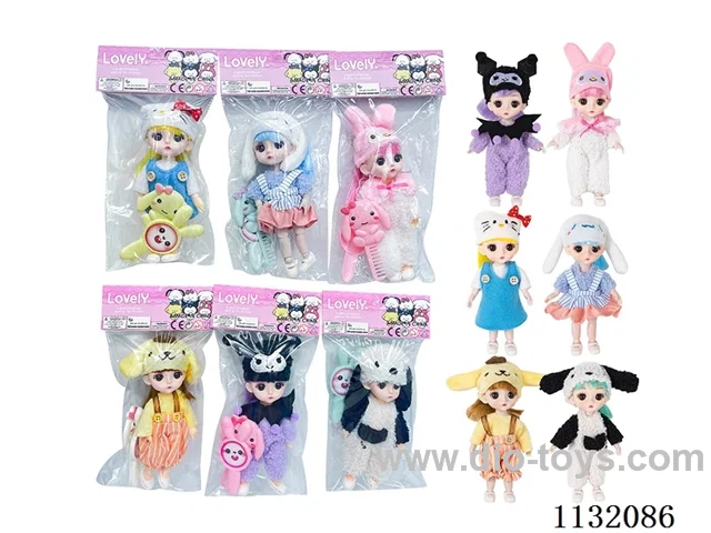 6" Solid 13 Jointed 3D Eye Doll with Accessories