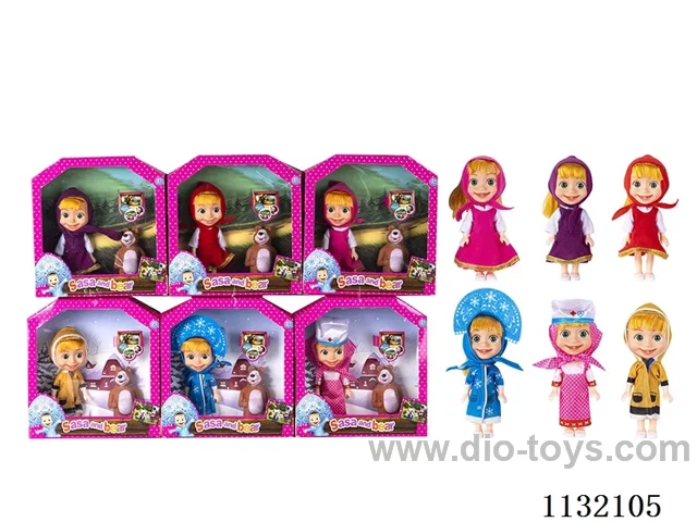 6.5" Solid 3D Eye Masha Bear Doll with Accessories