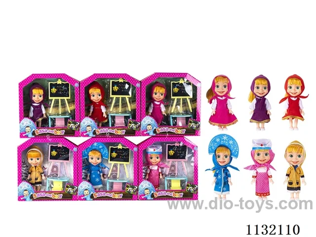 6.5" Solid 3D Eye Masha Bear Doll with Accessories