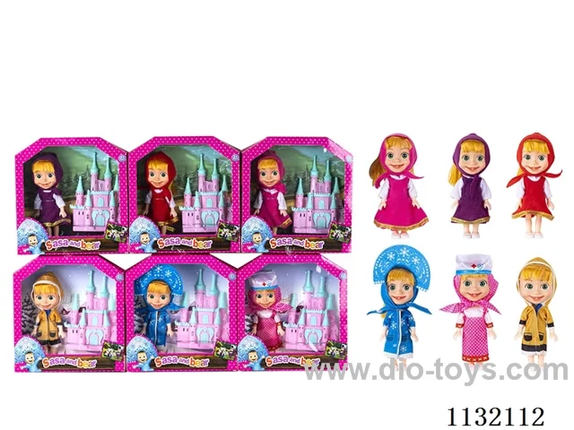 6.5" Solid 3D Eye Masha Bear Doll with Accessories