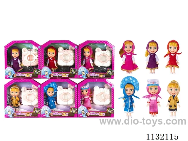 6.5" Solid 3D Eye Masha Bear Doll with Accessories