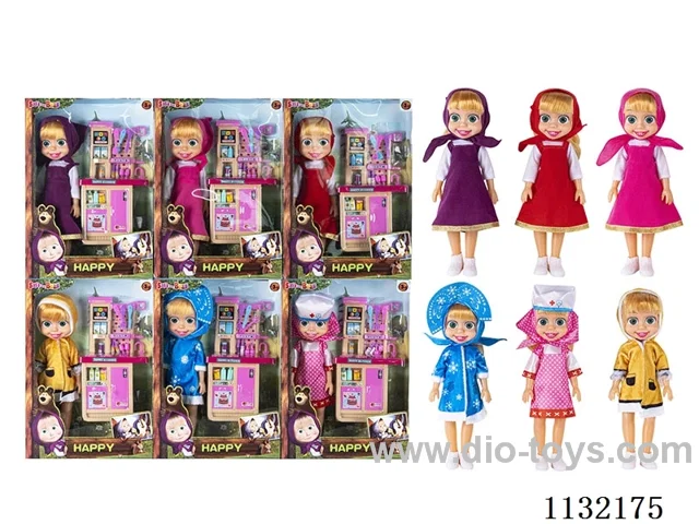 14" Empty Masha Bear doll with Martha's theme song music with accessories