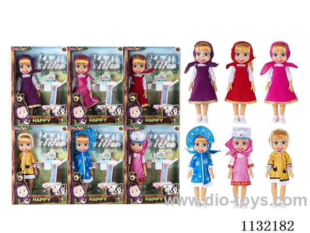 14" Empty Masha Bear doll with Martha's theme song music with accessories