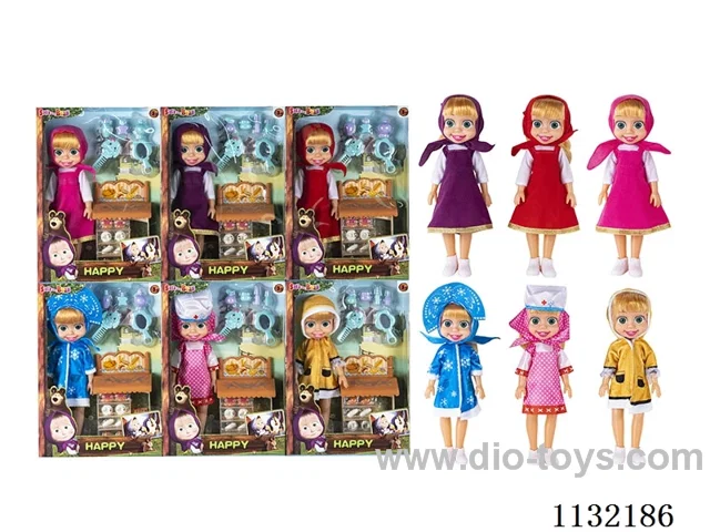 14" Empty Masha Bear doll with Martha's theme song music with accessories