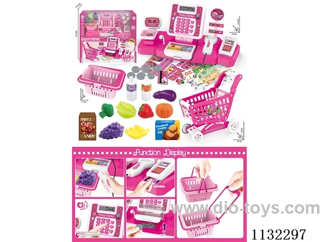 Trolley cash register fruit set with calculator / sound / 2*AA batteries not included