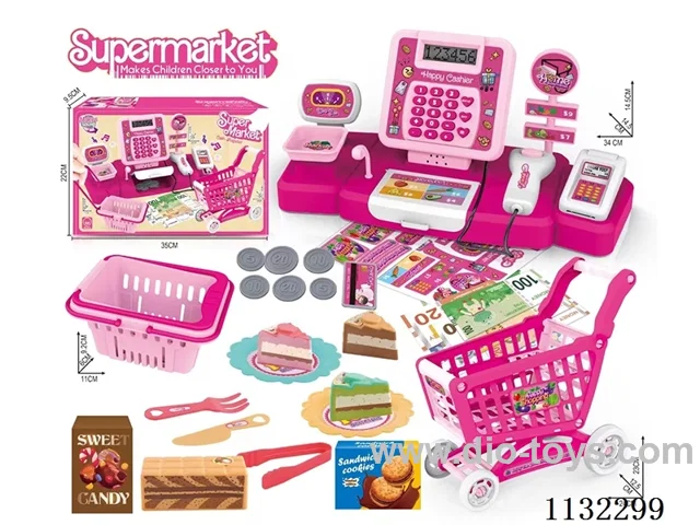 Shopping trolley cash register cake set with calculator / sound / 2*AA batteries not included