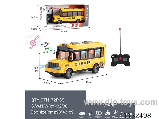 1:28 27MHz 4ch rc School Bus with Lights/Music (Battery not included)
