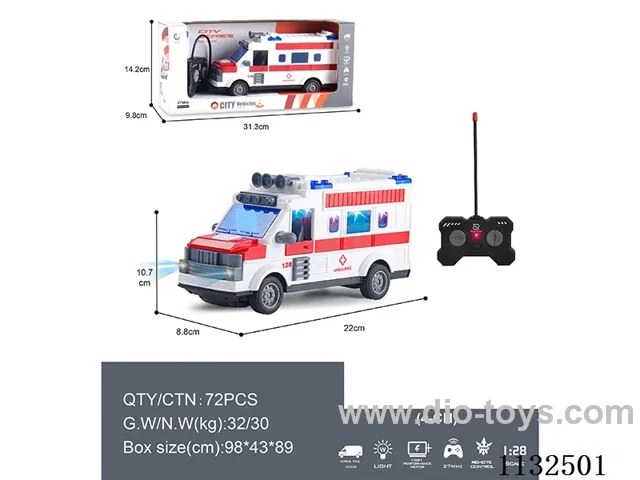1:28 27MHz 4ch rc Ambulance with lights (batteries not included)