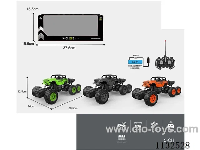 1:16 27MHz 5ch rc 6 wheel 4WD with light (battery included)