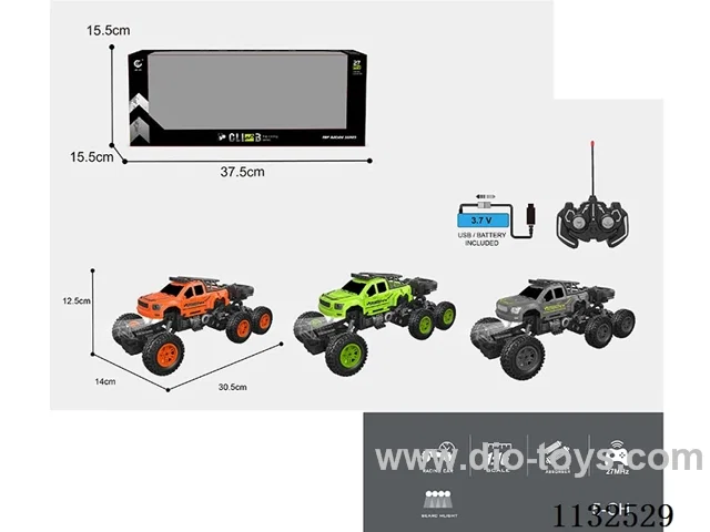 1:16 27MHz 5ch rc 6 wheel 4WD with light (battery included)