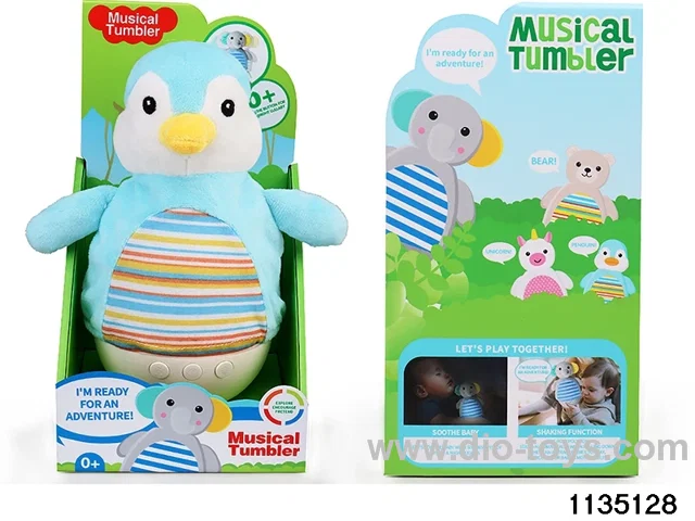 Plush penguin tumbler with lights and music