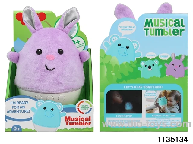 Plush rabbit tumbler with lights and music