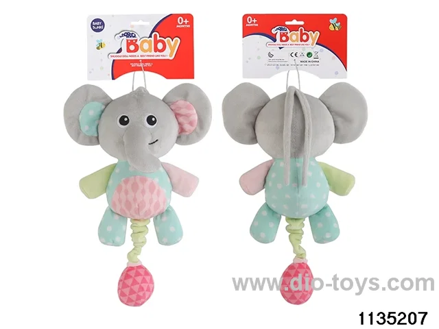 Plush Elephant with Pull Cord Music Box