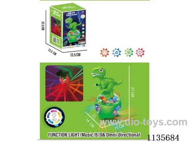 Transparent Gear B/O Dinosaur with Lights Music