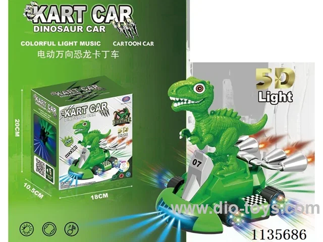 B/O Universal Dinosaur Kart with Lights and Music