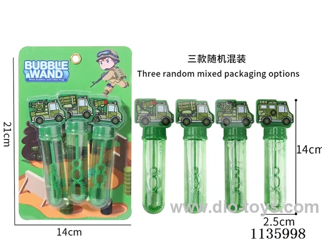 Military vehicle bubble wands (1 colour 3 models)