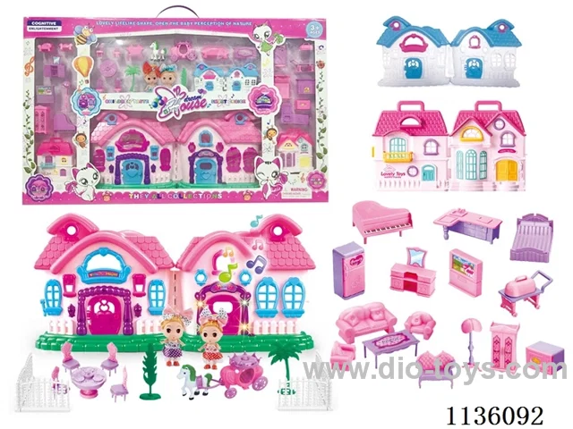 Battery operated villa with Barbie, Furniture enclosure (six lights, colourful, music)