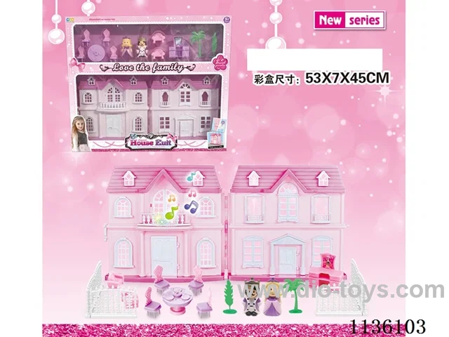Simulation lighting music villa with prince and princess, fence furniture