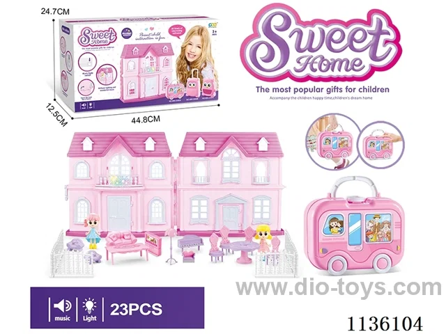 Villa Storage Box Princess with Fence Furniture (Lights Music)