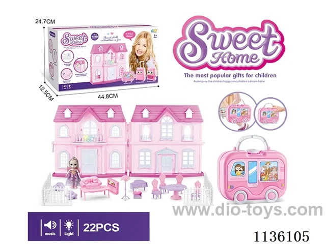 Villa Storage Box 6 inch Barbie with fence furniture (light music)