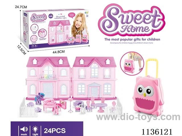Villa Storage Box Princess Pony with Fence Furniture (Lights and Music)