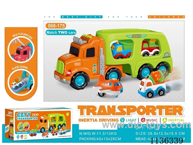 5 in 1 cartoon car truck toys (1 inertia car with 4 inertia cars)