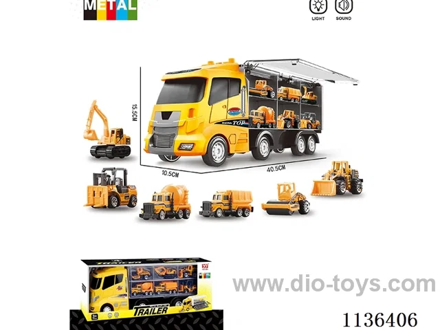 Engineering music big truck (big car skidding function with light music / 6 small cars alloy skidding))