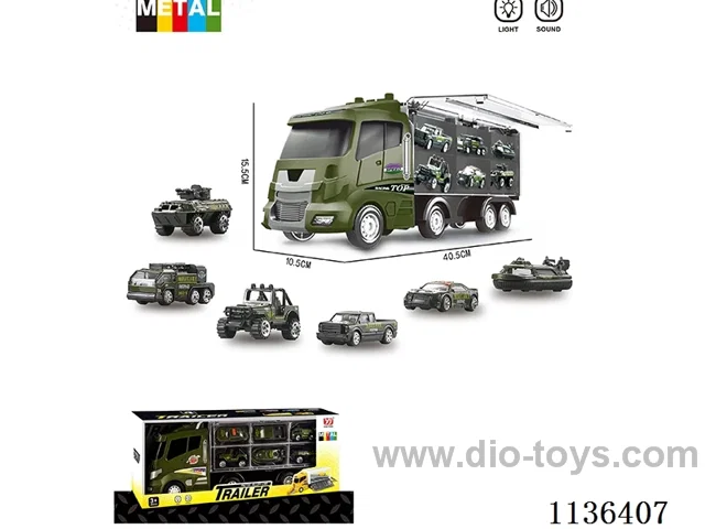 Military music big truck (big car skidding function with light music/6 small cars alloy skidding))