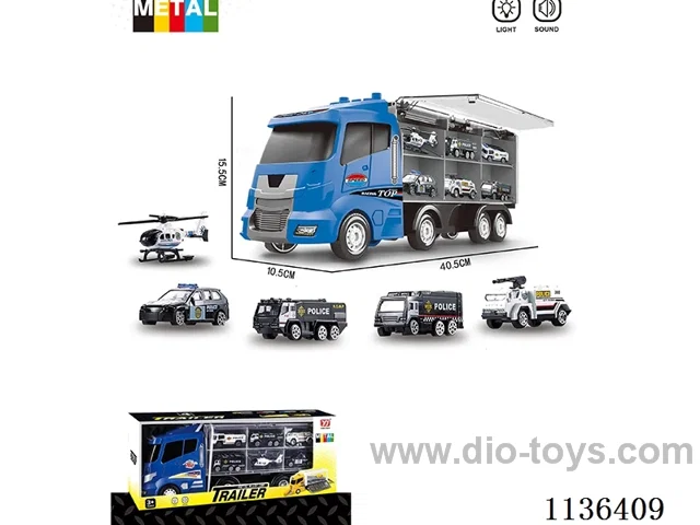Police music big truck (big car skidding function with light music/6 small cars alloy skidding))
