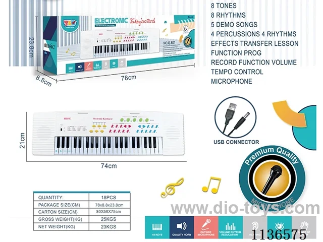 44-key Multifunctional Electronic Piano with Microphone USB Connector Cable