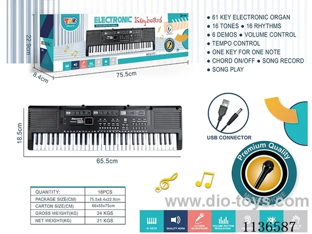 61 Keys Multifunctional Electronic Piano with USB Cable Microphone