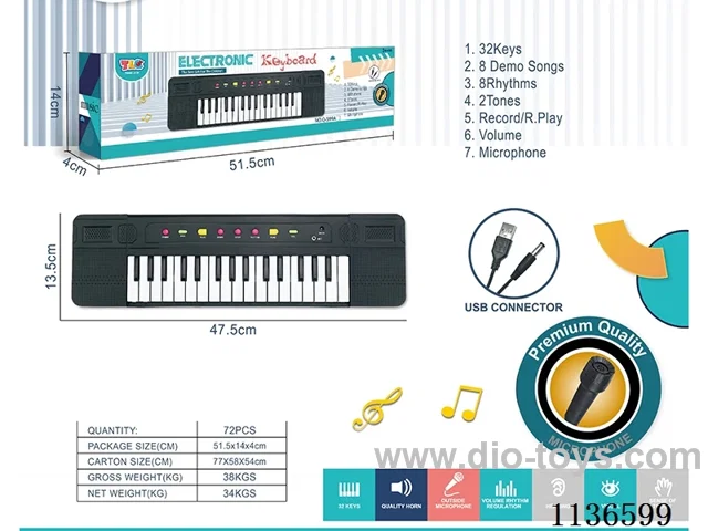 32 Keys Multifunctional Electronic Piano with USB Cable Microphone