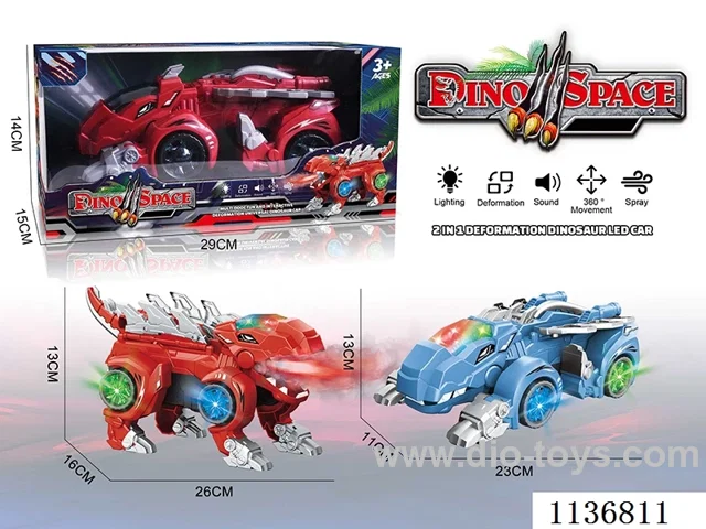 B/O Transformable Spray Dinosaur Chariot with Lights/Music