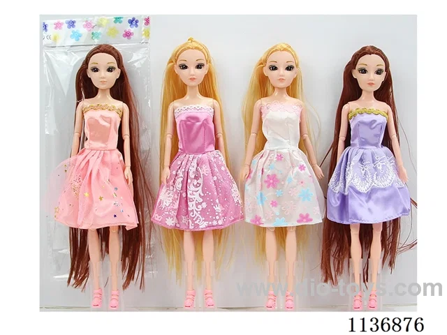 11.5’ 30cm 11 joints Solid 3D real eyes long hair Barbie Multi-mixed