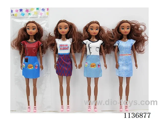 11.5’ 30cm 11 joints Solid Colourful printing real eyes black Barbie Multi-mixed