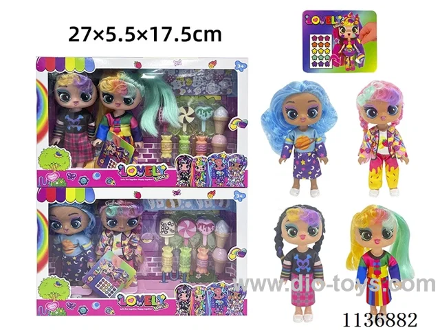6 inch solid body sticker doll + DIY stickers + accessories (2 pcs)