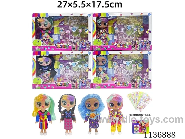 6 inch solid body sticker doll + DIY stickers + accessories