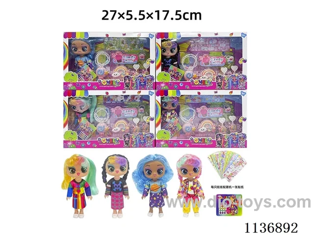 6 inch solid body sticker doll+DIY stickers+accessories