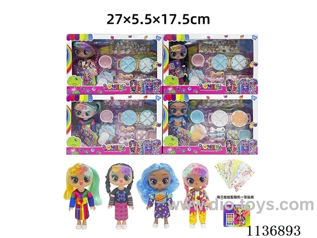 6 inch solid body sticker doll+DIY stickers+accessories