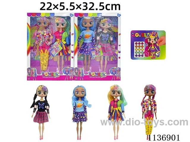 11 inch solid body sticker doll + DIY sticker (2pcs)