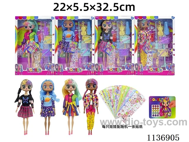 11 inch solid body sticker doll+DIY stickers+accessories