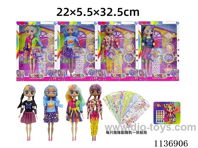 11 inch solid body sticker doll+DIY stickers+accessories