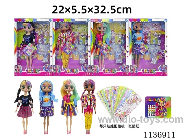 11 inch solid body sticker doll+DIY stickers+accessories