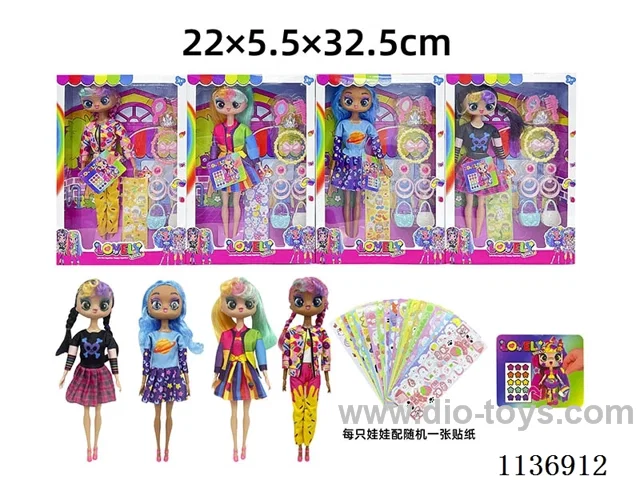 11 inch solid body sticker doll+DIY stickers+accessories