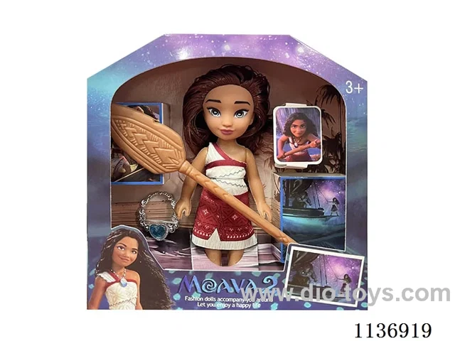 6 inch empty body of the second generation of Ocean Kiwi Princess Moana + necklace + oars