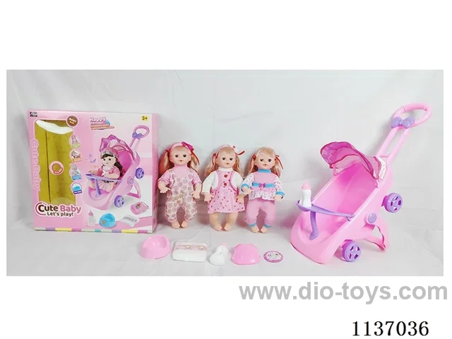 16’ Drinking Doll with Pee Wee, English IC, Stroller and 4 pcs set